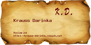 Krauss Darinka névjegykártya